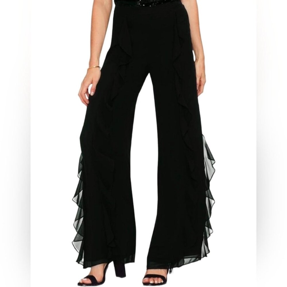 SIZE 8 NEVER WORN Vince Camuto Womens Ruffle Sheer Casual Wide Leg Pants